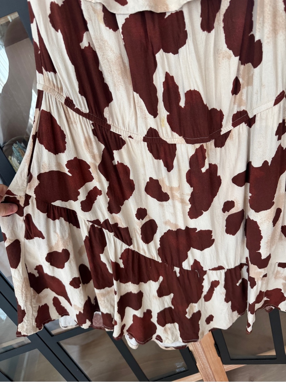 Idyllwind mini dress cow print Made For This Off-Shoulder ruffle neutral western - Picture 8 of 8